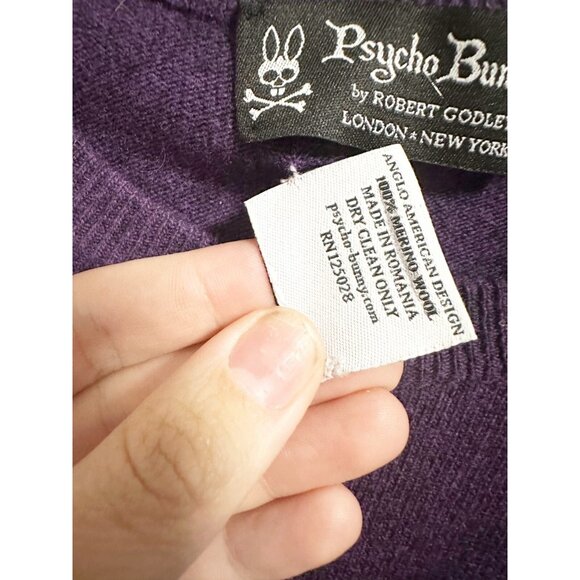 Psycho Bunny by Robert Godley Mens Merino Wool Pullover Sweater Crew Neck Medium - Picture 3 of 4